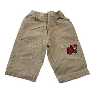 Baby Q Boys Infant Baby Size 3 6 Months Tan Khaki Beige Pants Pull On Red Plaid